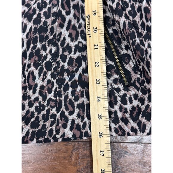 JM Collection Leopard Coat Jacket Womens M Brown Black Belted Waist Snap Button - Picture 13 of 16